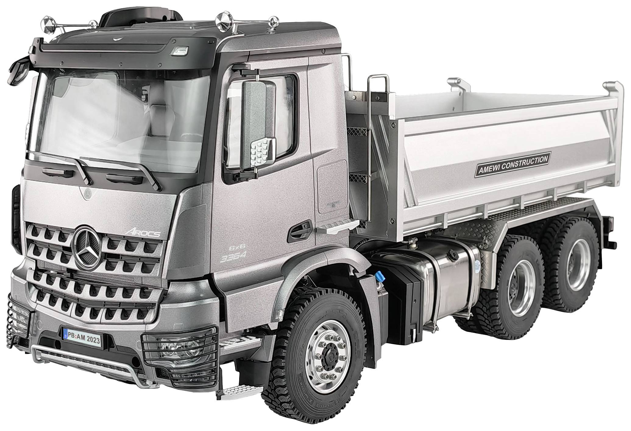 Amewi 22644 Mercedes-Benz Arocs Pro 6x6 1:14 Elektro RC Modell-LKW RtR inkl. Akku, Ladegerät und Senderbatterien, mi