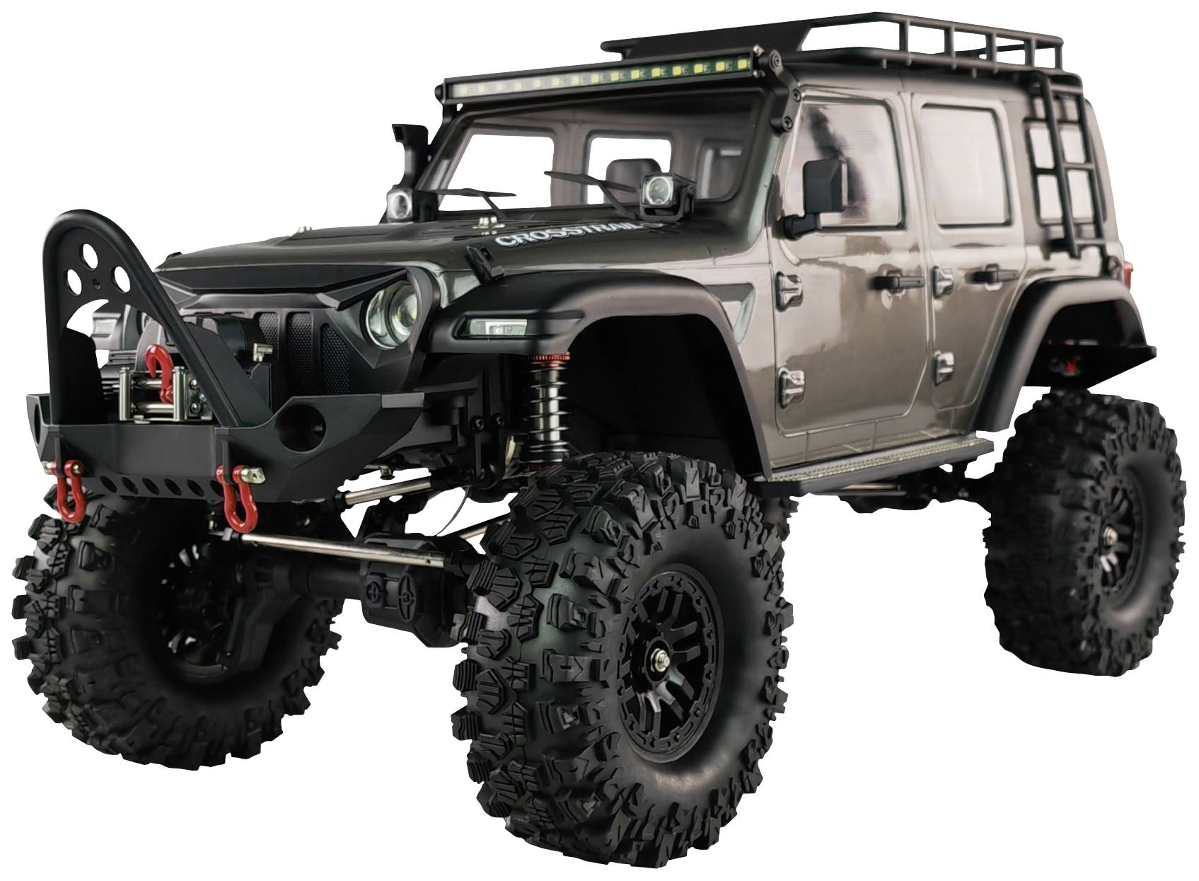 Spielzeug-Jeep für Offroad-Einsätze, mit großen Reifen und Detail im Maßstab von realistischen Geländefahrzeugen.