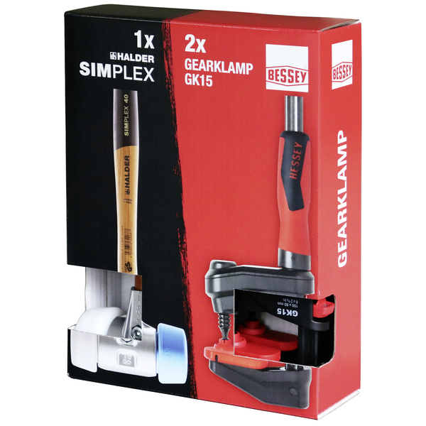 Bessey Getriebezwinge GearKlamp GK15 + Schonhammer Simplex-A GK15-SIMPLEX-A Spann-Weite (max.):150mm Ausladungs-Maße:60mm