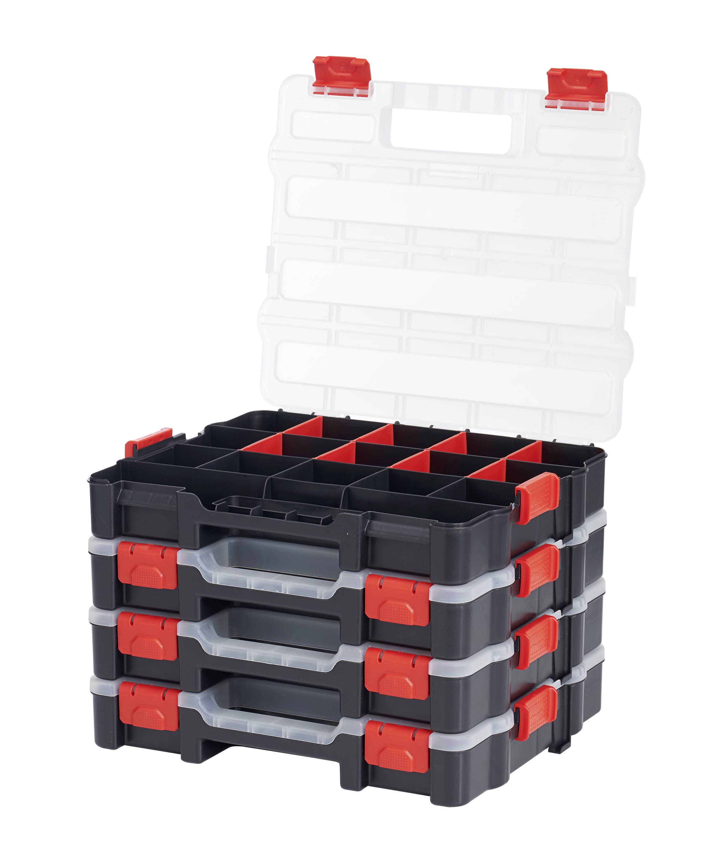 Werkstatt Alutec 56080 Sortimentskoffer (B x H x T) 470 x 80 x 373 mm Anzahl Fächer: 18 variable Unterteilung Inhalt 1 St.