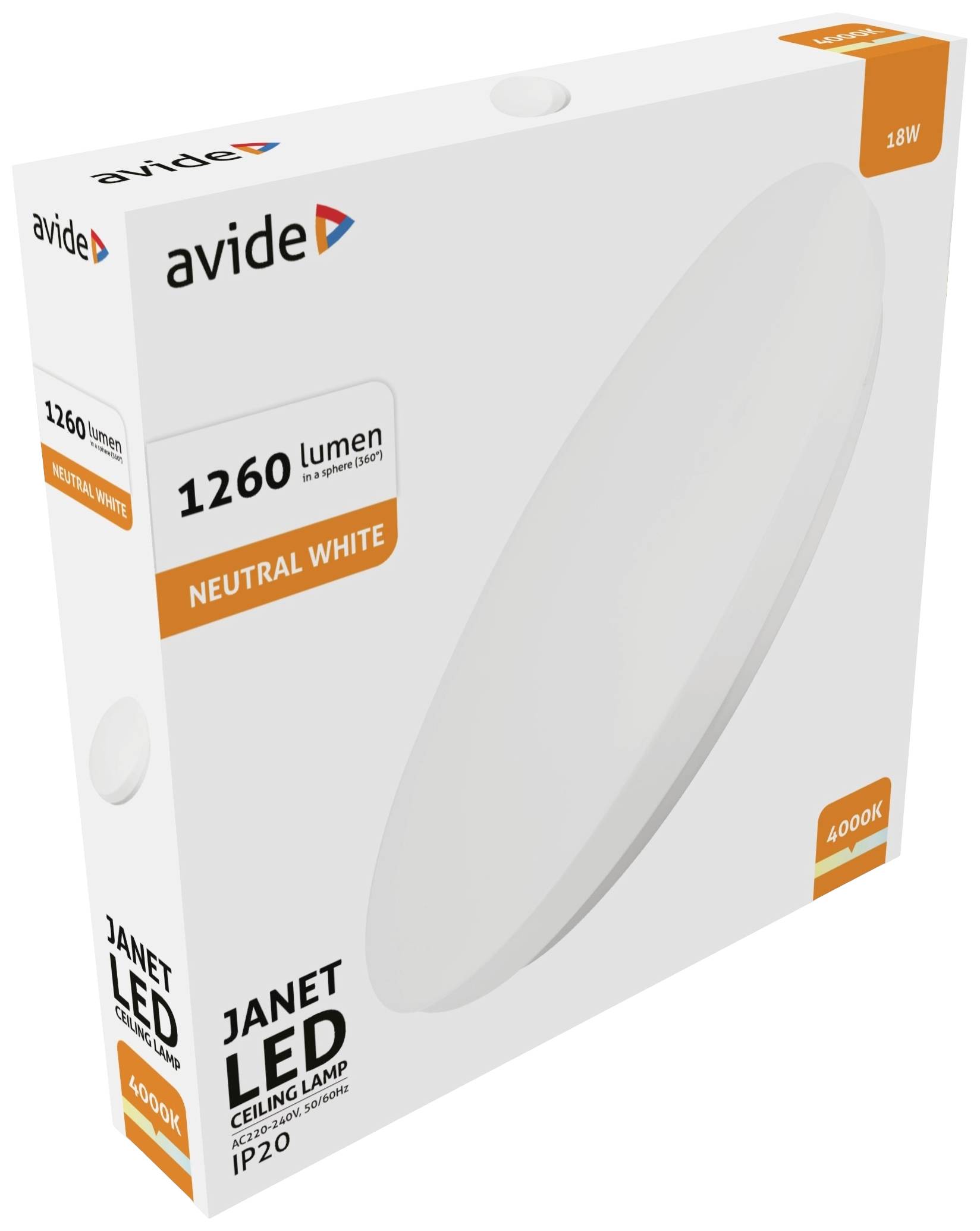 Avide ACLO33NW-18W-JAN Janet Deckenleuchte LED LED fest eingebaut EEK: G (A - G) 18W Weiß