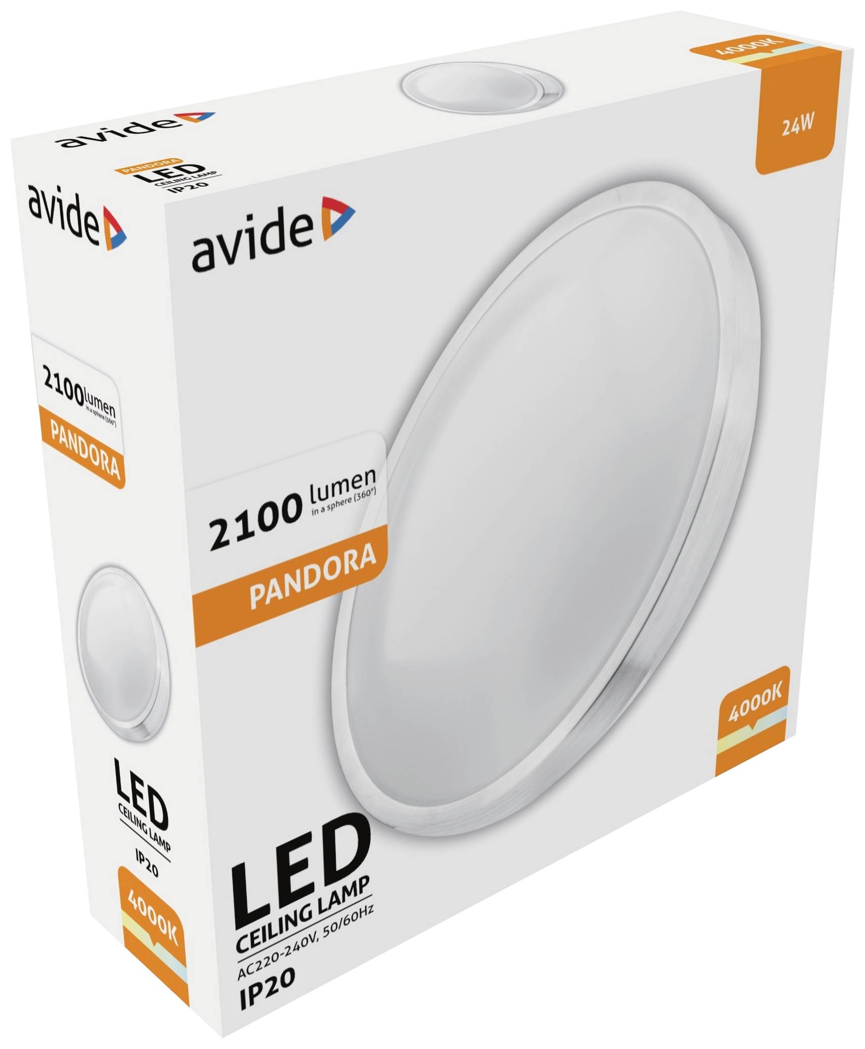 Avide ACLO38NW-24W-ALU Pandora Deckenleuchte LED LED fest eingebaut EEK: F (A - G) 24W