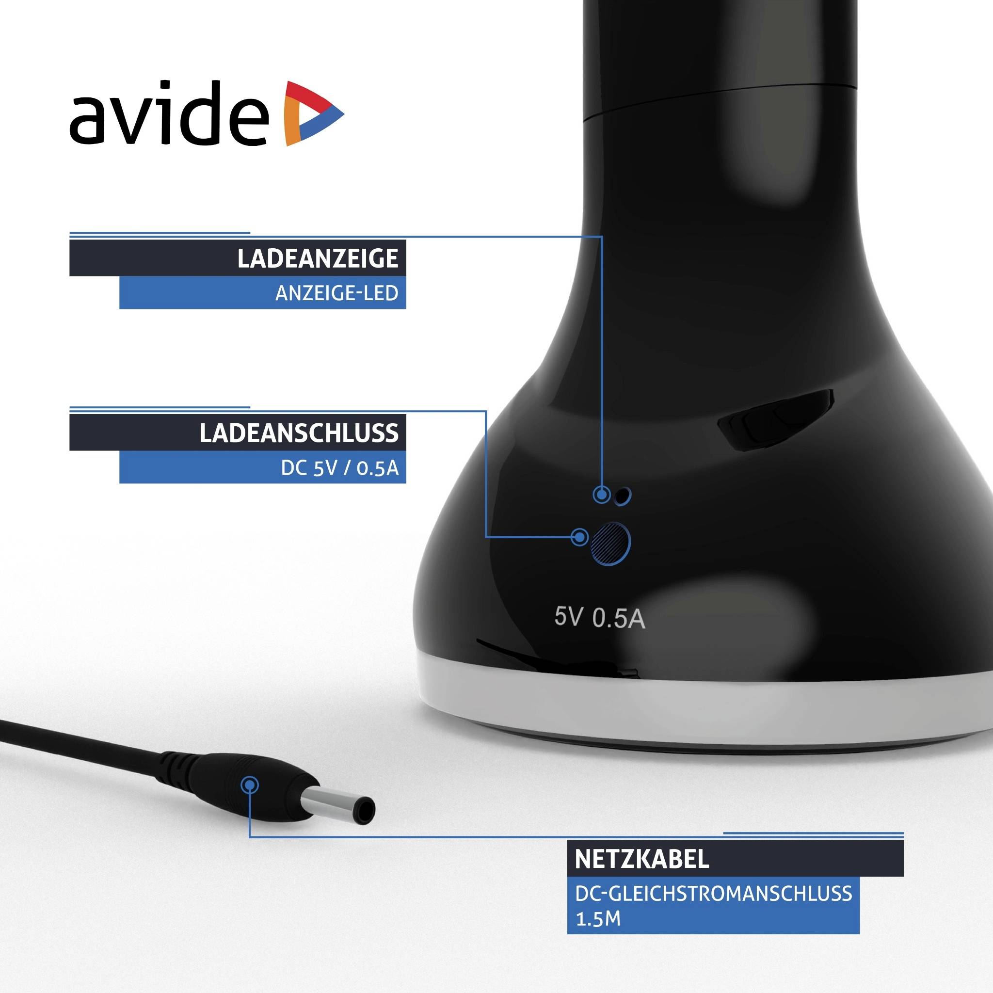 Avide ABLDLRGB-MOOD-4W-BL Tischlampe SMD LED LED fest eingebaut 4W Schwarz