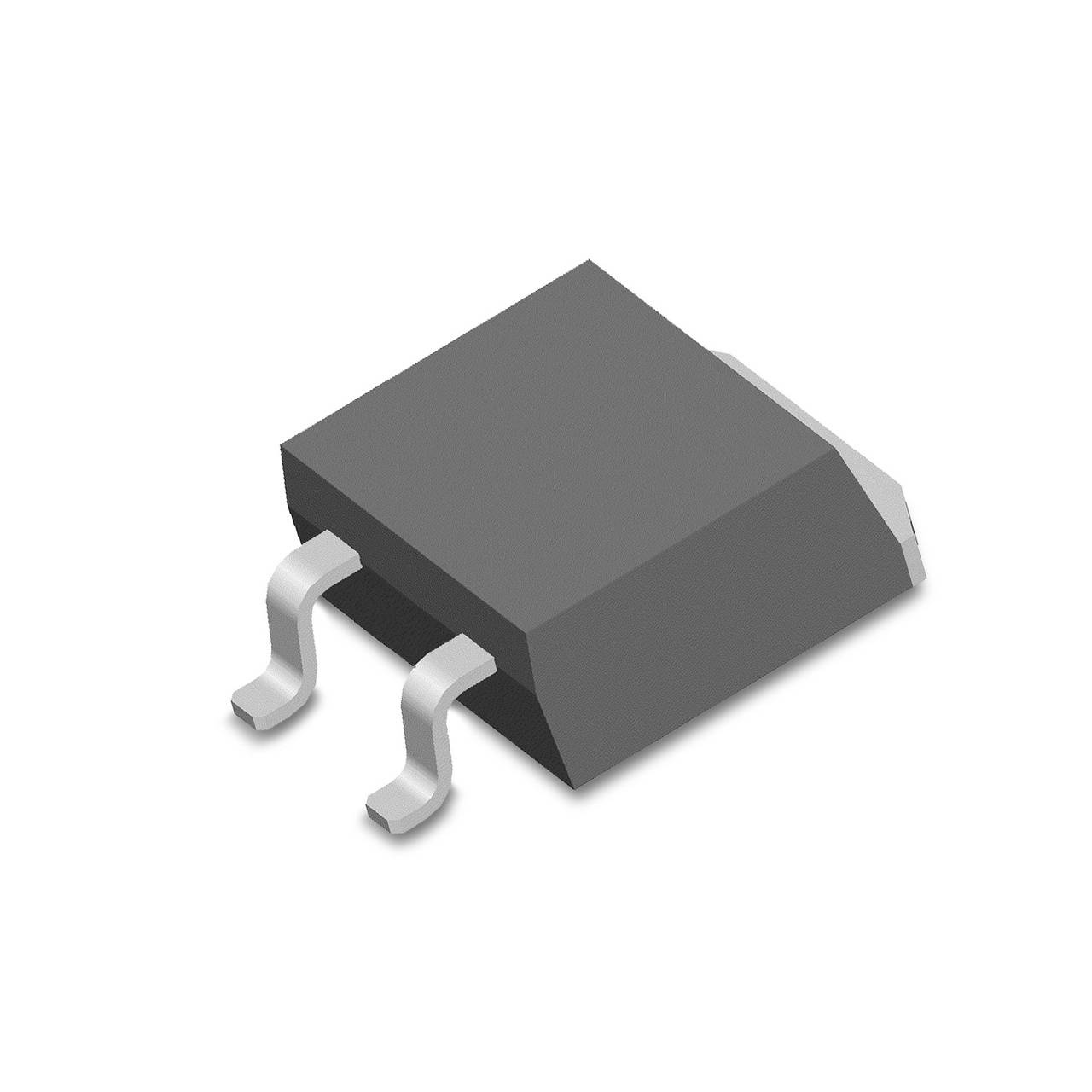 Ein rechteckiges elektronisches Bauteil im SOT-223 Gehäuse mit drei Anschlüssen unten.