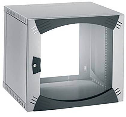 Metallisches Wandgehäuse mit Glasfronttür, geeignet für die Installation von Netzwerk- und Serverequipment.