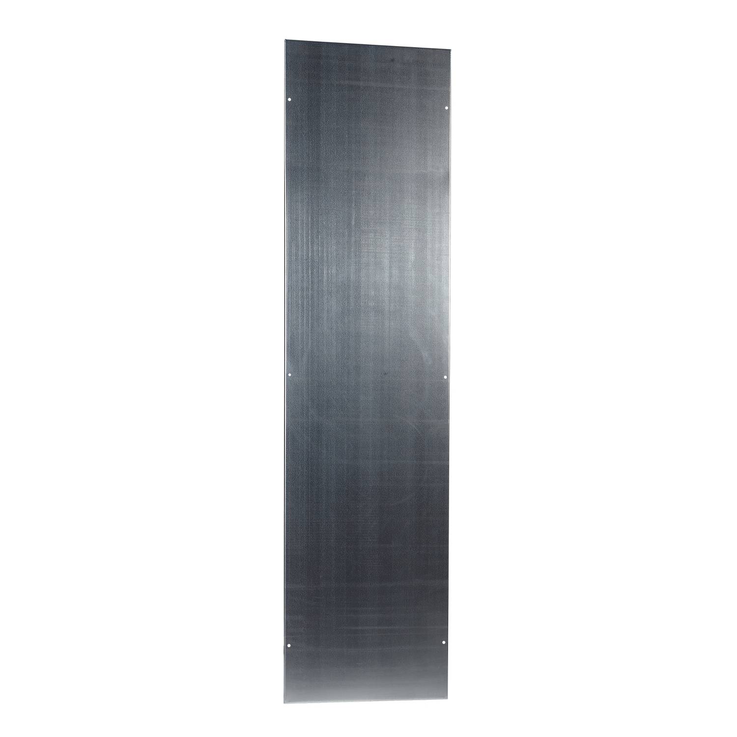 Metallplatte mit länglicher Form und glatter Oberfläche, weist an den Rändern kleine Bohrlöcher auf.