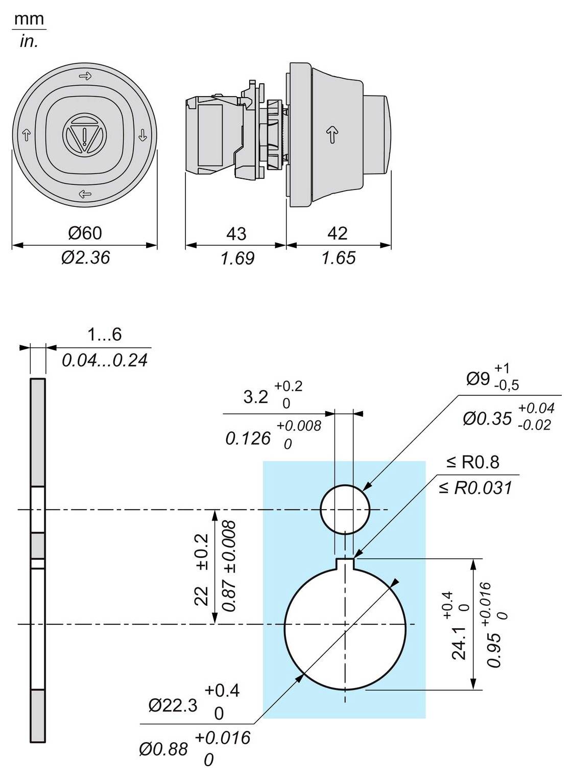 Schneider Electric XB5AS84W3B5 Not-Aus-Schalter beleuchtbar 1 Schließer, 1 Öffner IP69K 1St.