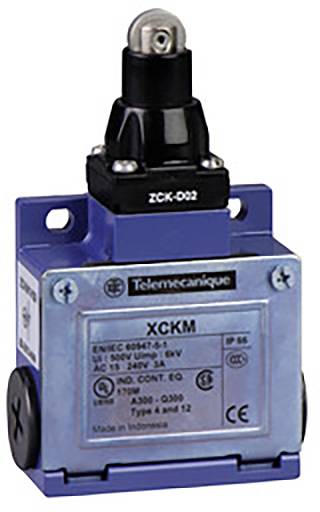 Blauer Positionsschalter mit schwarzem Kopf, Modell 'XCKM', von Telemecanique. Geeignet für 380V, 3A.