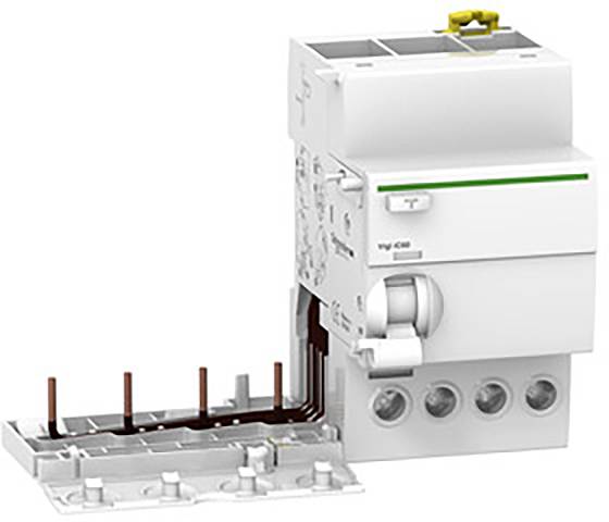 Ein weißer Elektronikkasten mit Hebel und Anschlussklemmen, eventuell ein Sicherungsautomat oder Schutzschalter.