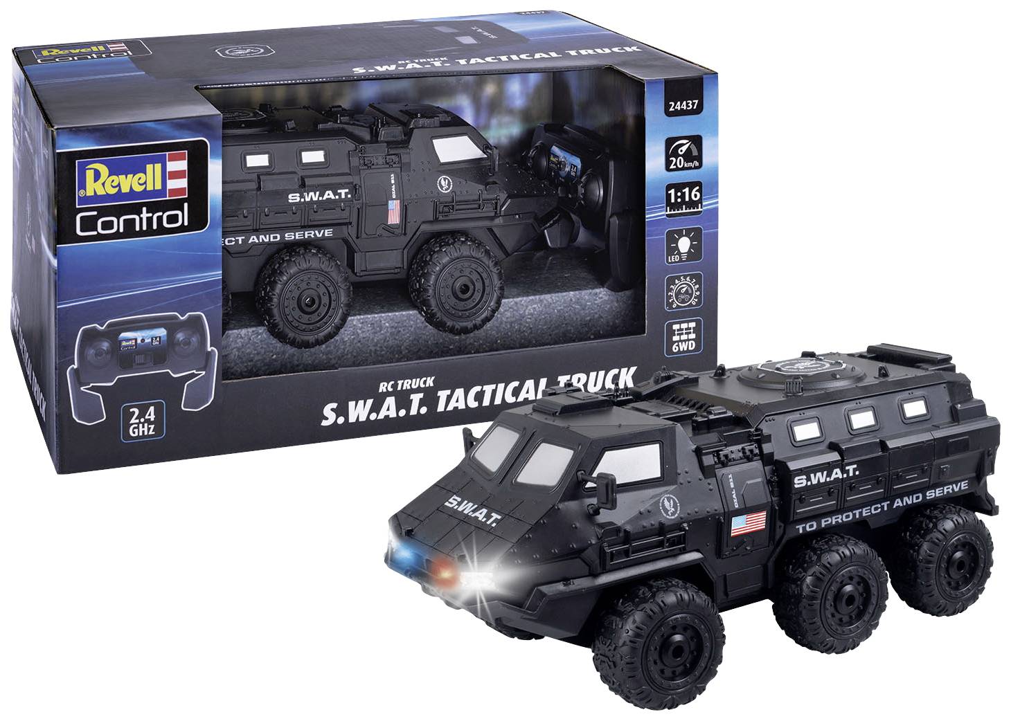 Revell Control 24437 1:16 RC Einsteiger Modellauto Elektro Einsatzfahrzeug Allradantrieb (6WD) mit Lichteffekt