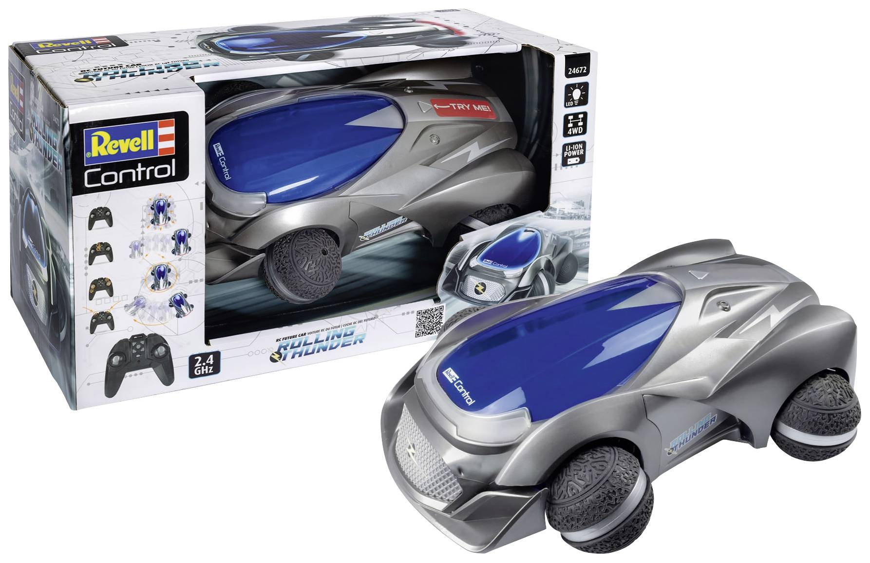 Revell Control 24672 Rolling Thunder 1:18 RC Einsteiger Modellauto Elektro Straßenmodell Allradantr