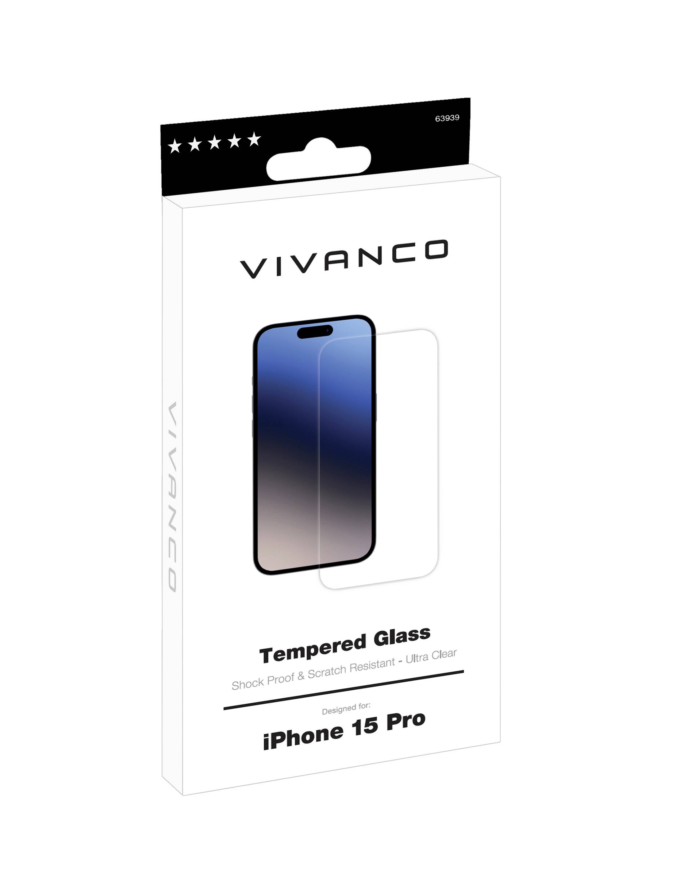 Vivanco 2DGLASVVIPH15P Displayschutzglas Apple iPhone 15 Pro 1 St. Anti-Fingerprint, kratzfest 63939