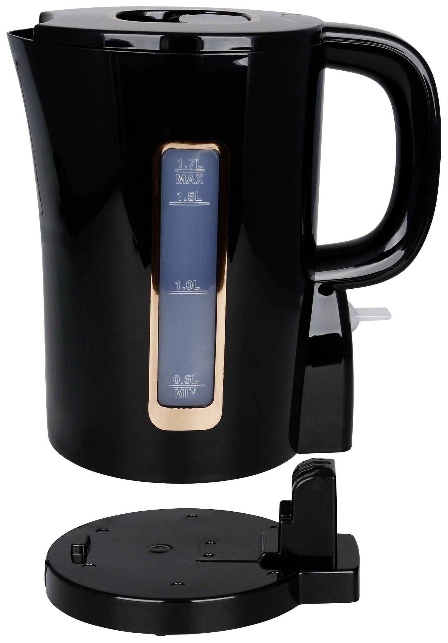 EMERIO WK-125130 Wasserkocher schnurlos Schwarz Fassungsvermögen: 1.7l