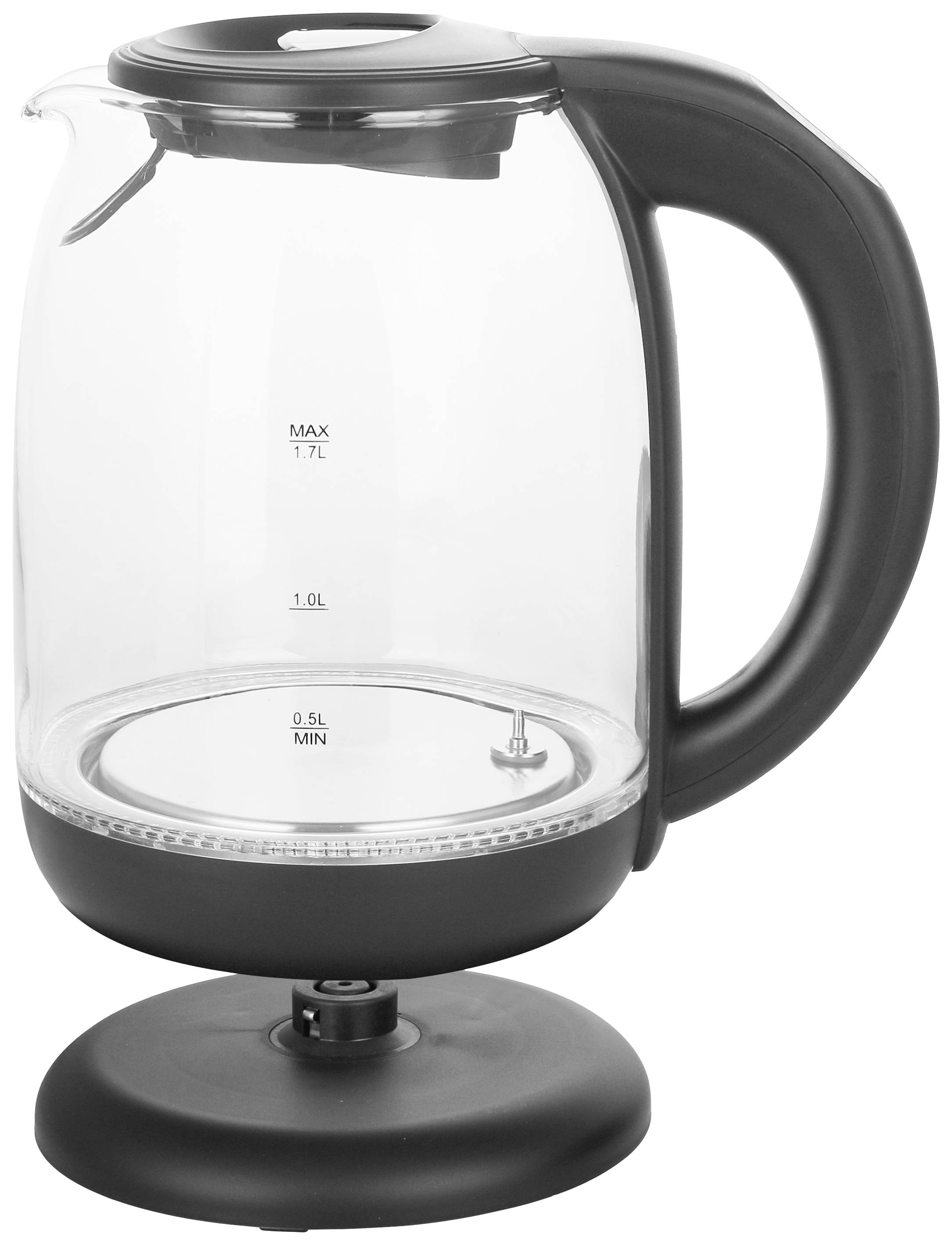 EMERIO WK-119255.5 Wasserkocher schnurlos Glas, Schwarz Fassungsvermögen: 1.7l