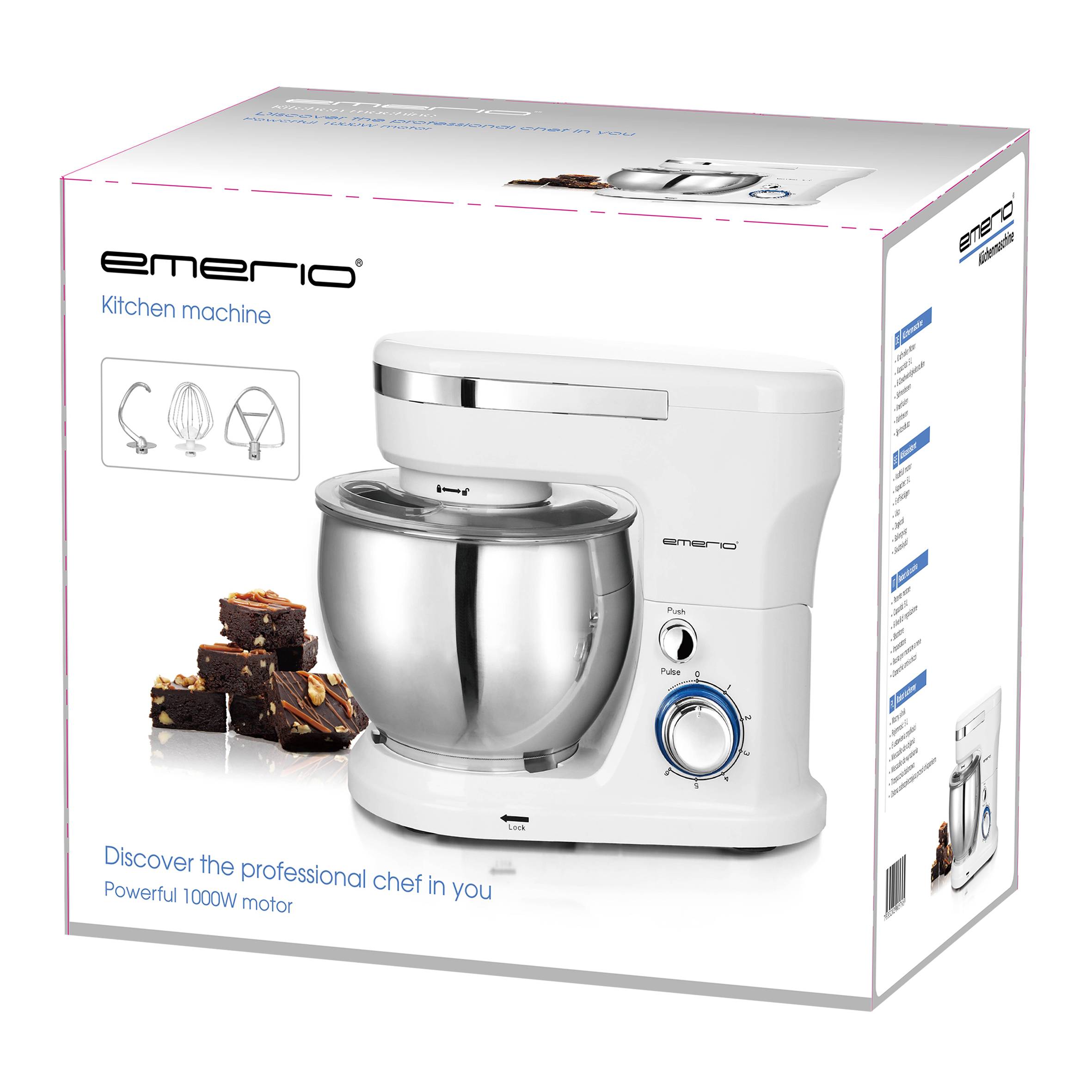 EMERIO KM-123117 Küchenmaschine 1000 W Weiß, Edelstahl