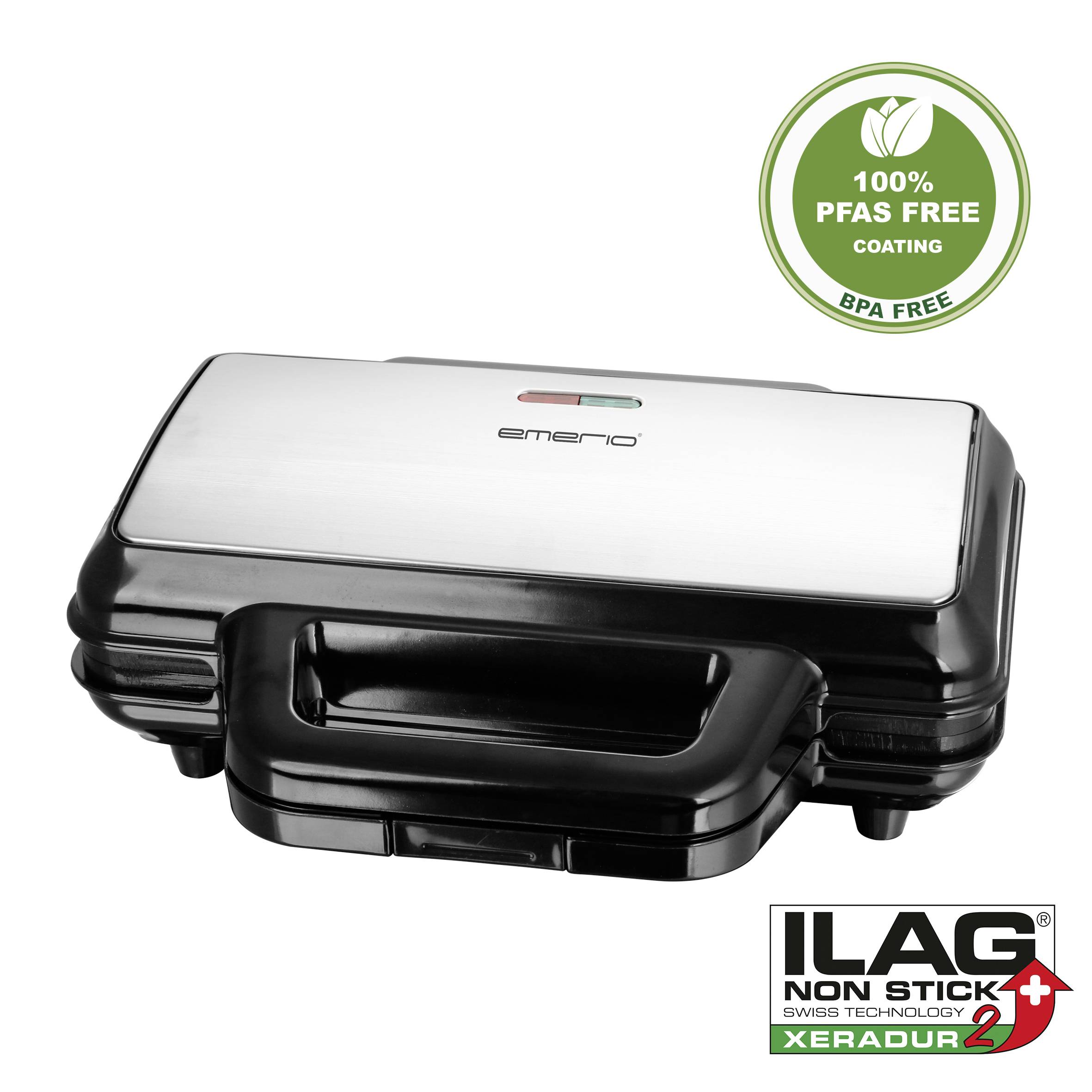 EMERIO ST-127527.1 Sandwichmaker Edelstahl, Schwarz
