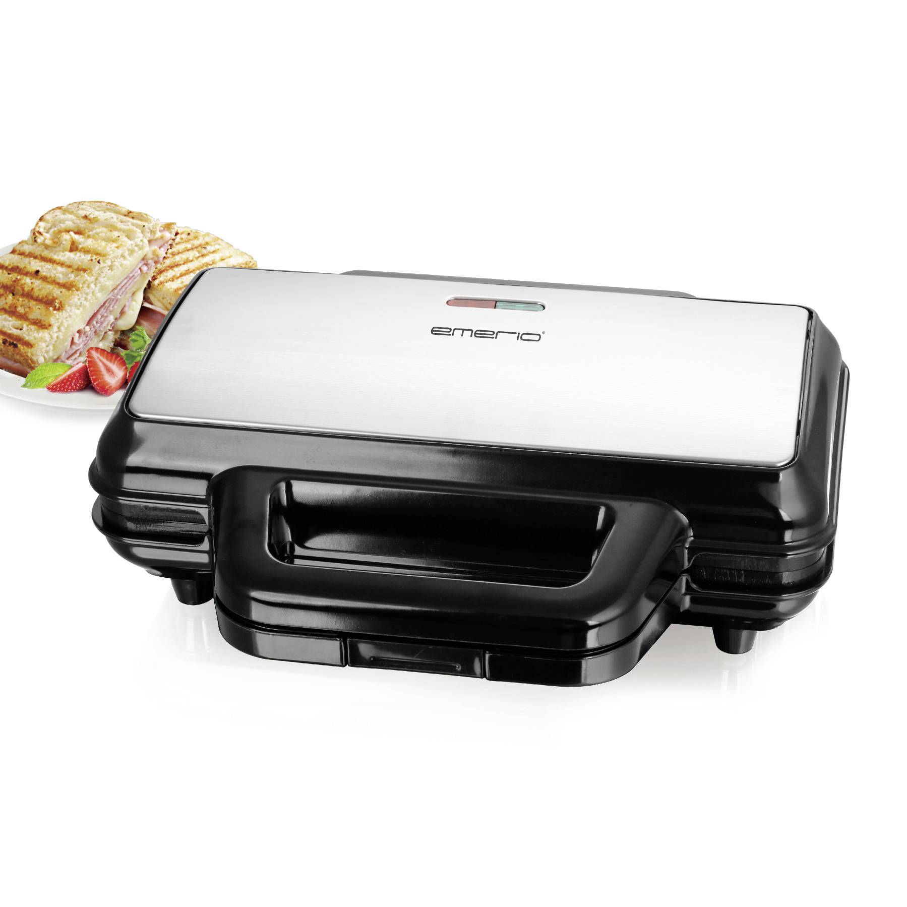 EMERIO ST-127527.1 Sandwichmaker Edelstahl, Schwarz