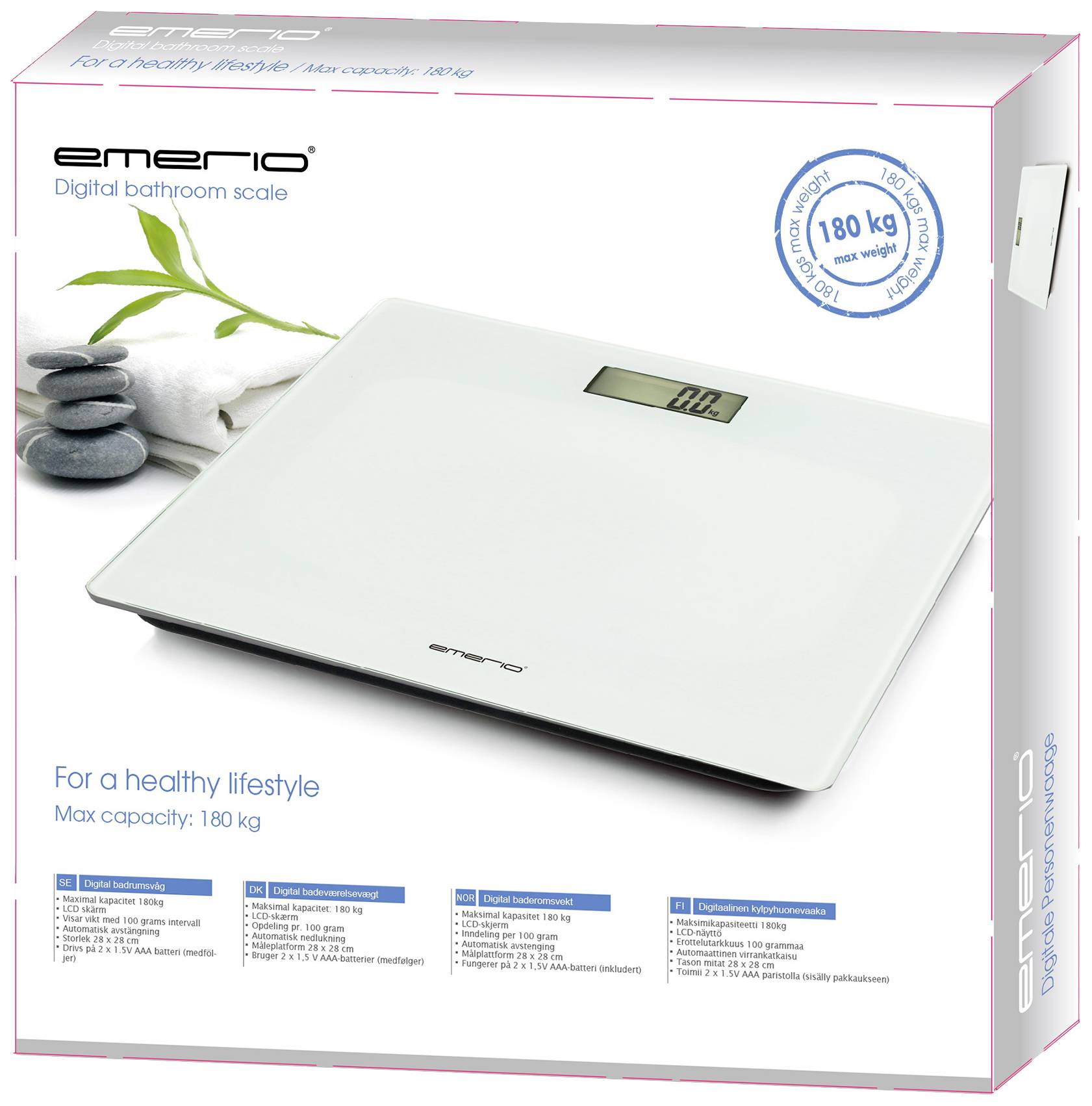 EMERIO BR-211824.2 Personenwaage BR-211824.2 digital Wägebereich (max.)=180 kg Weiß