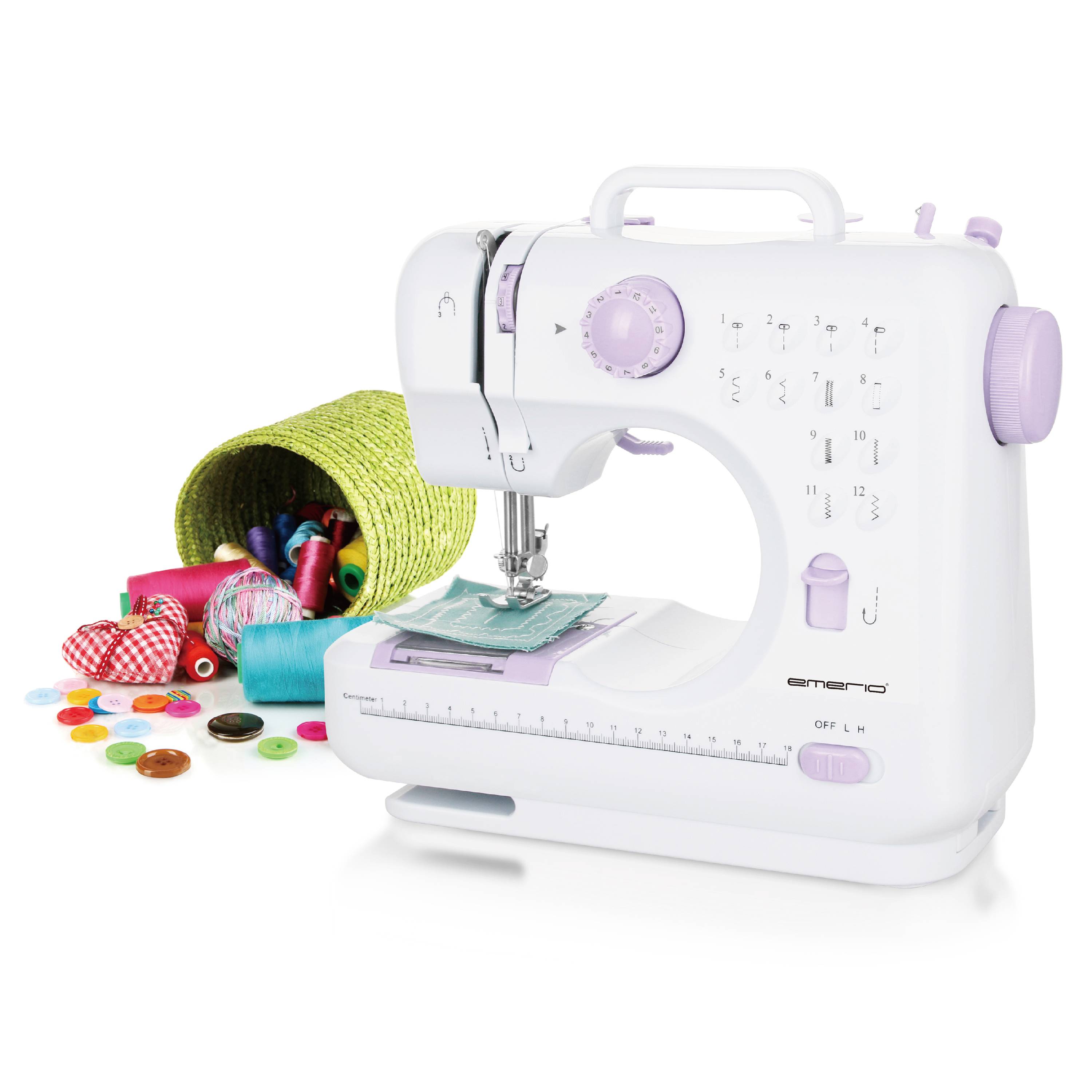 EMERIO Freiarmnähmaschine SEW-121820 Weiß, Lila