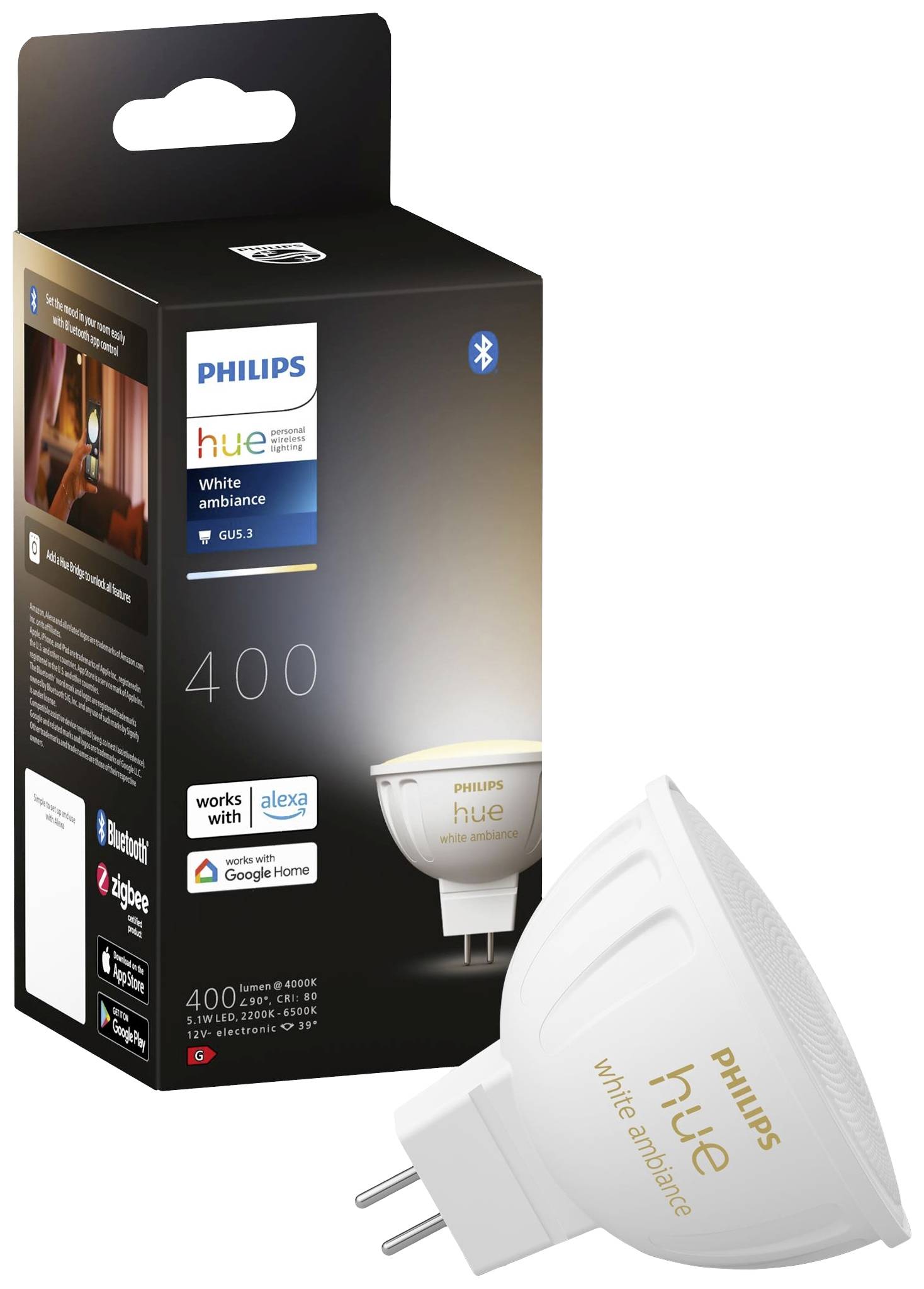 Philips Hue LED-Leuchtmittel 8719514491342 EEK: G (A - G) Hue White Ambiance GU5.3