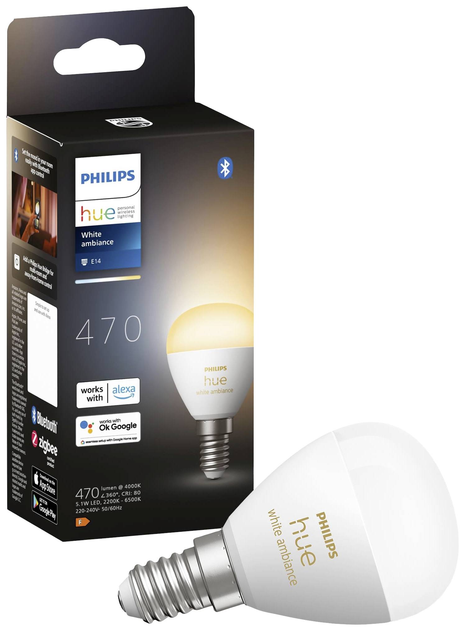 Philips Hue LED-Leuchtmittel 8719514491106 EEK: F (A - G) Hue White Ambiance Luster E14 5.1W