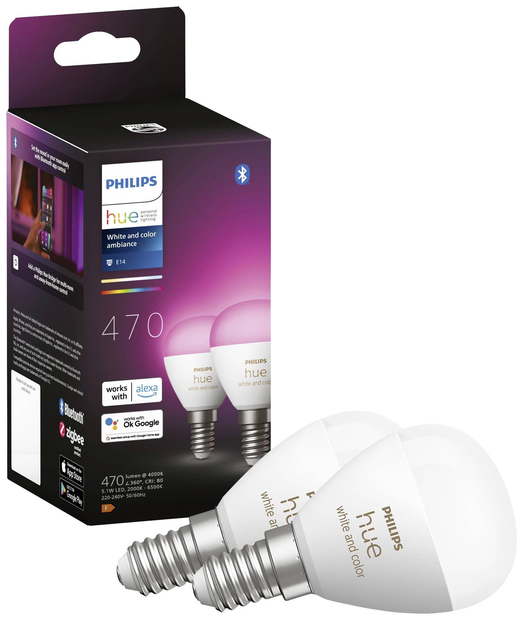 Philips Hue LED-Leuchtmittel 8719514491281 EEK: F (A - G) Hue White & Color Ambiance Luster E14 5.1W