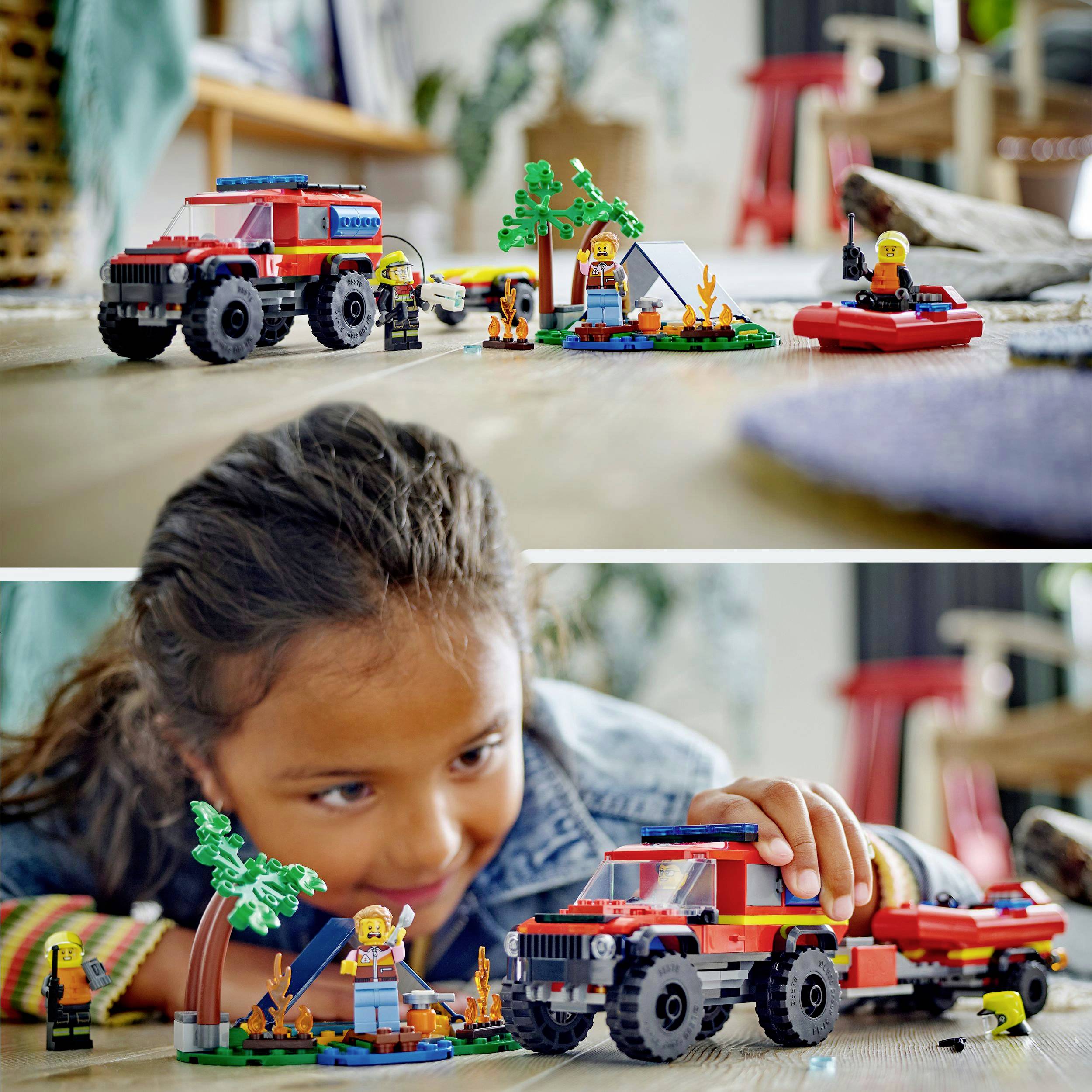 60412 LEGO® CITY Feuerwehrgeländewagen mit Rettungsboot