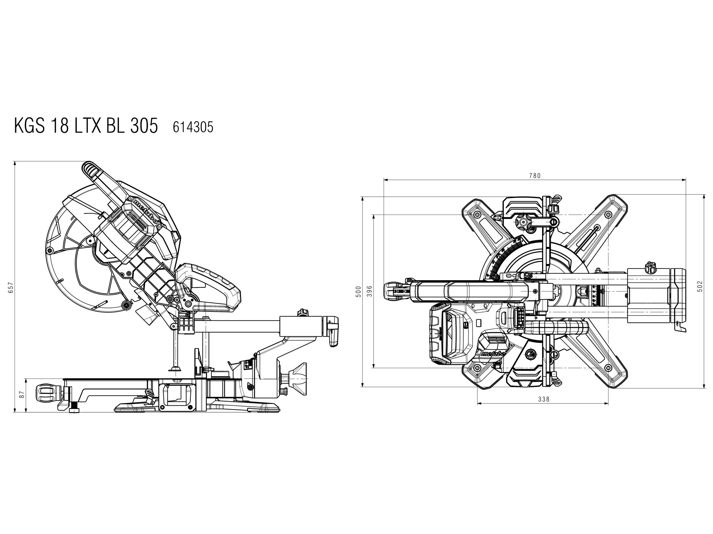 Metabo 614305810 Akku-Kappsäge inkl. 2. Akku, inkl. Ladegerät 305mm 30mm