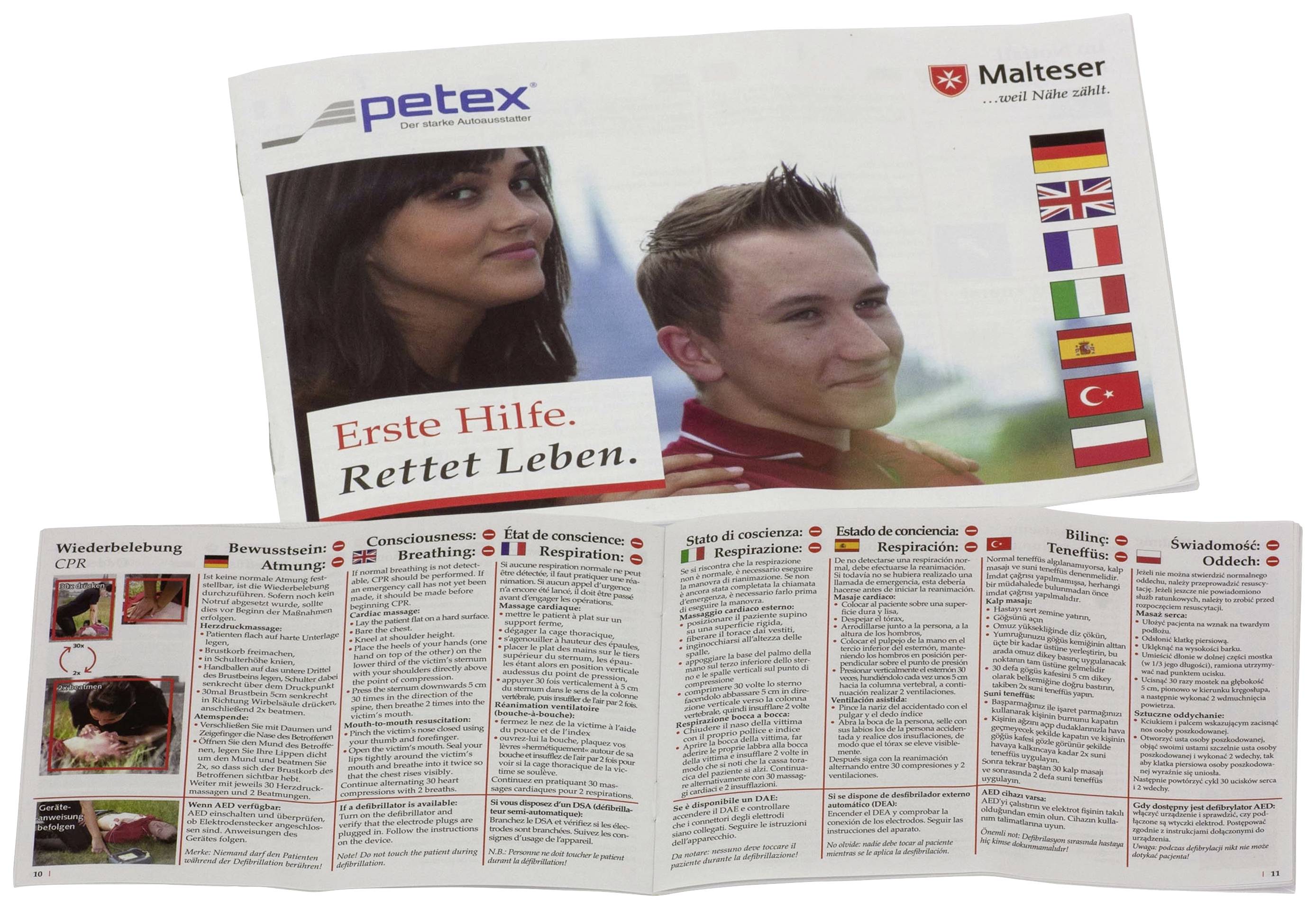 Petex 43939705 Plus blau DIN 13164:2022 inkl. Warnweste gelb EN 20471 Verbandtasche Inkl. Warnweste Pkw, Wohnmobile, Van, SUV