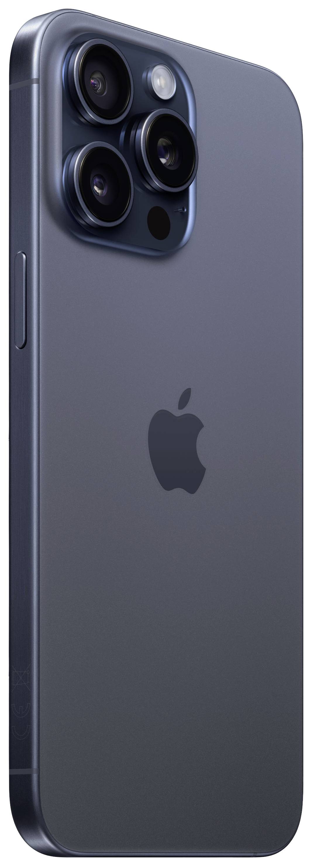 Ein modernes Smartphone mit drei Kameras auf der Rückseite. Das Gerät ist dunkelgrau und zeigt ein bekanntes Markenlogo.