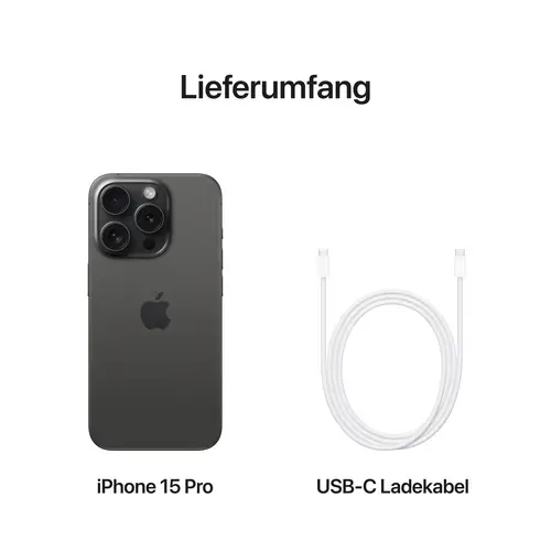 Apple iPhone 15 Pro Titan-Schwarz 128 GB 15.5 cm (6.1 Zoll) Apple iPhone 15 Pro Titan-Schwarz 128 GB 15.5 cm (6.1 Zoll)