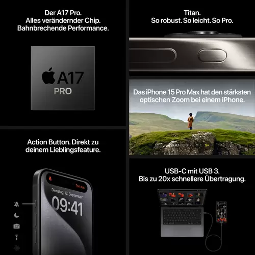 Apple iPhone 15 Pro Titan Natur 256 GB 15.5 cm (6.1 Zoll) Apple iPhone 15 Pro Titan Natur 256 GB 15.5 cm (6.1 Zoll)