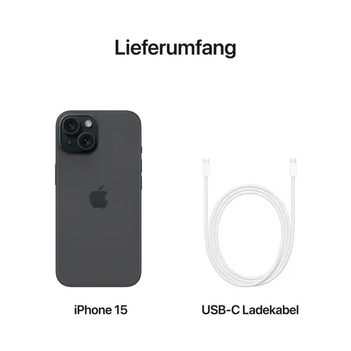 Apple iPhone 15 Schwarz 256 GB 15.5 cm (6.1 Zoll) Apple iPhone 15 Schwarz 256 GB 15.5 cm (6.1 Zoll)