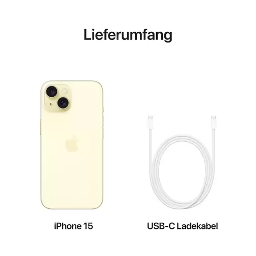 Apple iPhone 15 Gelb 512 GB 15.5 cm (6.1 Zoll) Apple iPhone 15 Gelb 512 GB 15.5 cm (6.1 Zoll)