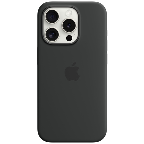 Apple Silicon Case MagSafe Backcover iPhone 15 Pro Schwarz Induktives Laden, Stoßfest