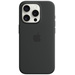 Apple Silicon Case MagSafe Backcover iPhone 15 Pro Schwarz Induktives Laden, Stoßfest