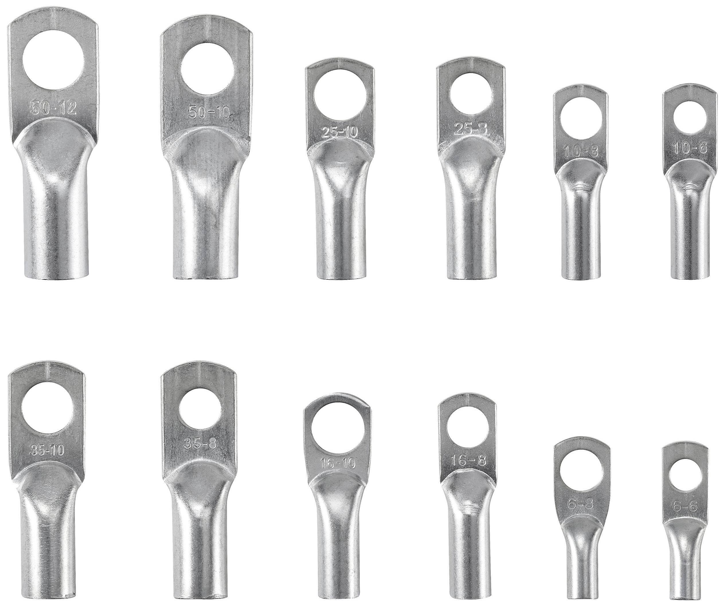 TRU COMPONENTS TC-11894512 Rohrkabelschuh-Sortiment 6 - 50mm² mit Crimpzange 6mm² 50mm² Silber 281St.
