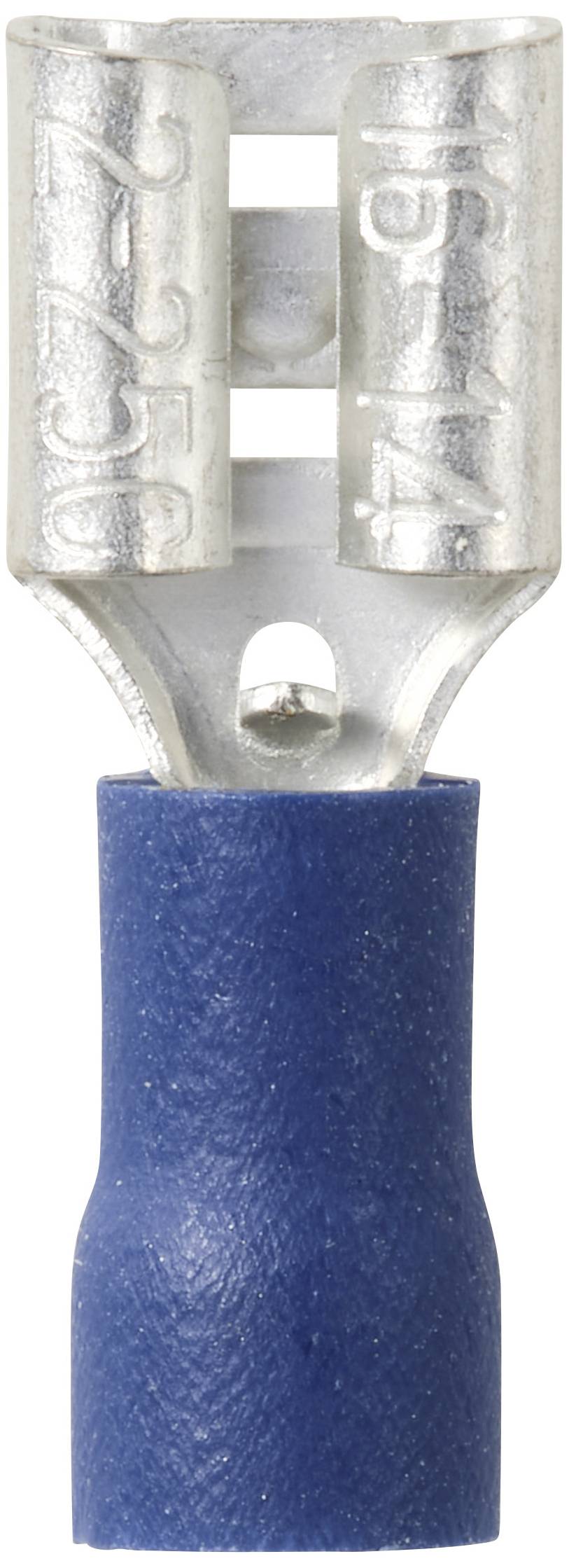 TRU COMPONENTS TC-11894524 Flachsteckhülse Steckbreite: 6.3mm Steckdicke: 0.8mm Teilisoliert Blue