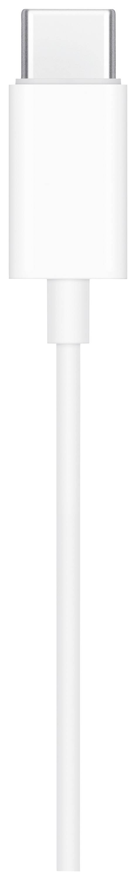 Ein weißes USB-C-Kabel, häufig verwendet zum Laden von Geräten oder zur Datenübertragung, steht senkrecht auf einem weißen Hintergrund.