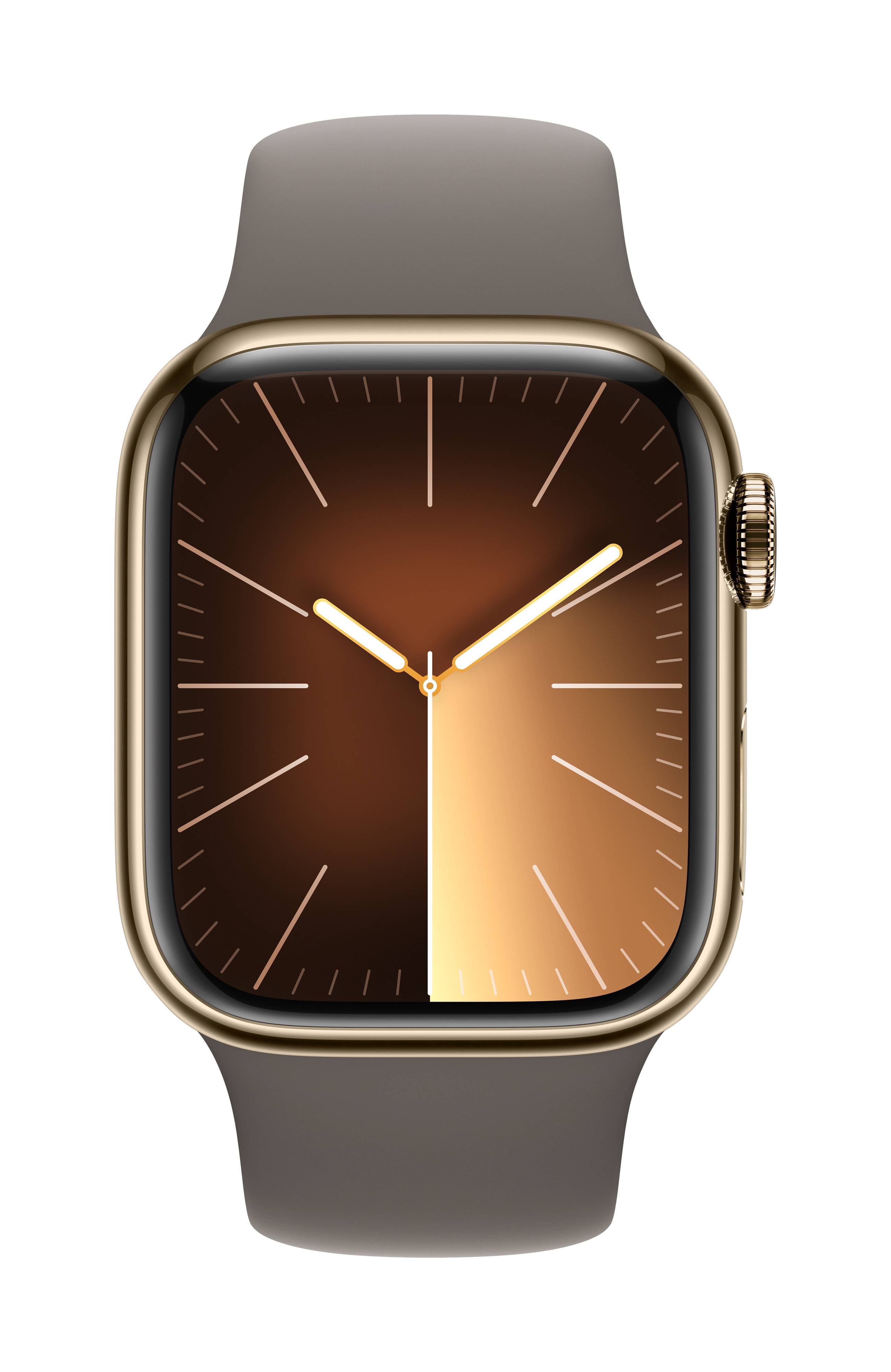 Apple Watch Series 9 GPS + Cellular 41 mm Edelstahlgehäuse Sport Band Clay M/L