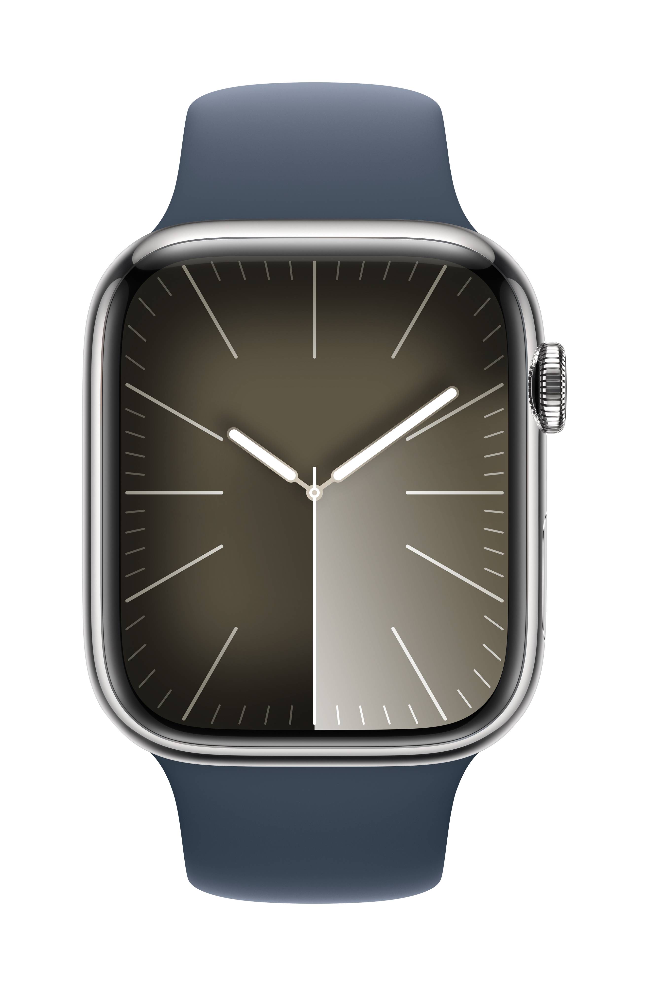 Apple Watch Series 9 GPS + Cellular 45 mm Edelstahlgehäuse Sport Band Storm Blue S/M