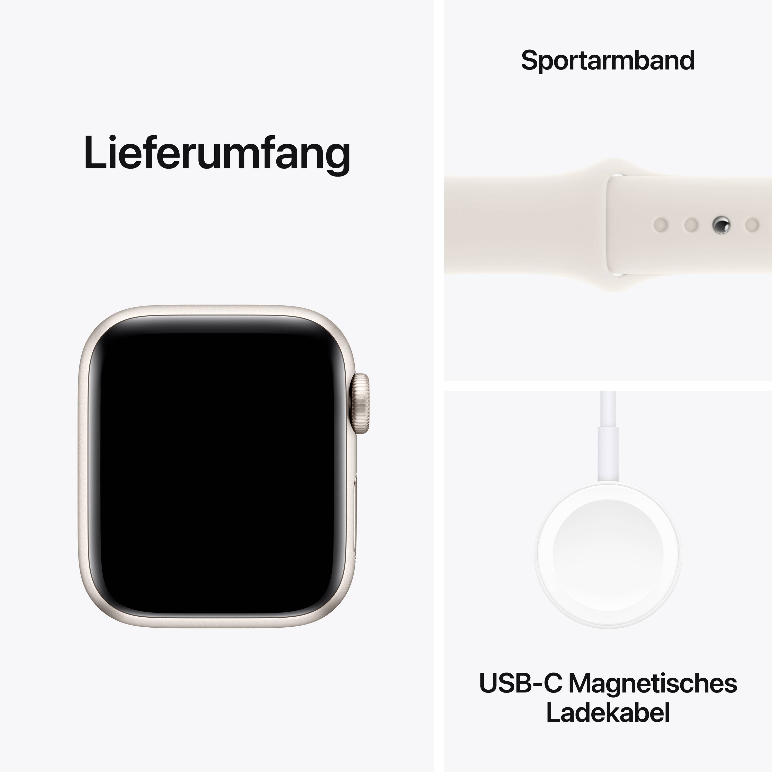 Apple Watch SE (2023) GPS 40mm Aluminiumgehäuse Sport Band Starlight M/L
