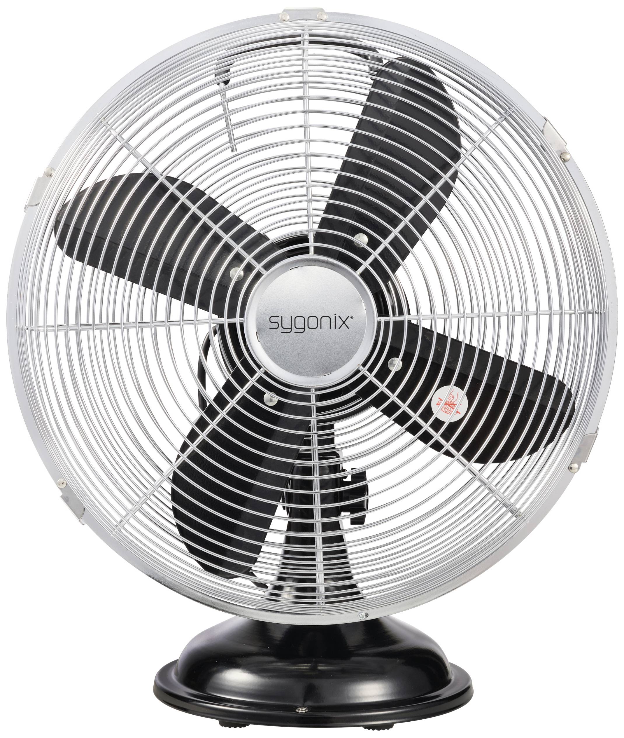 Sygonix Tischventilator 40 W (Ø x H) 335 mm x 415 mm Silber Oszillierend