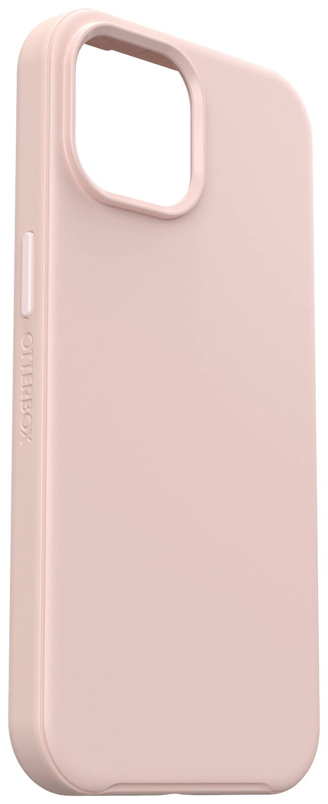 Eine rosafarbene Handyhülle aus Kunststoff, mit Aussparung für die Kamera.
