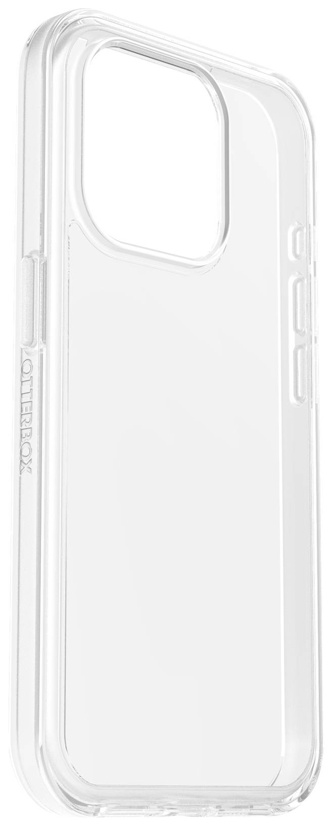 Durchsichtiges Smartphone-Gehäuse mit erhöhtem Rand für Kameraschutz, minimalistischem Design und seitlichen Tastenabdeckungen.