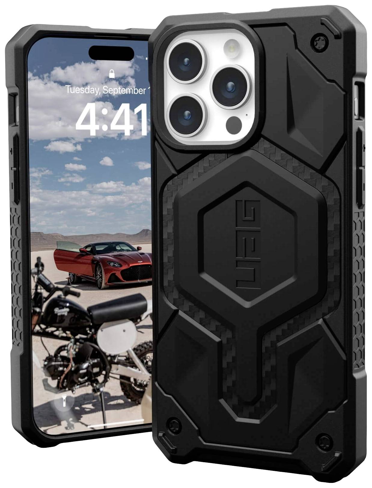 Urban Armor Gear Monarch Pro MagSafe Backcover Apple iPhone 15 Pro Max Carbon MagSafe kompatibel 114222114242