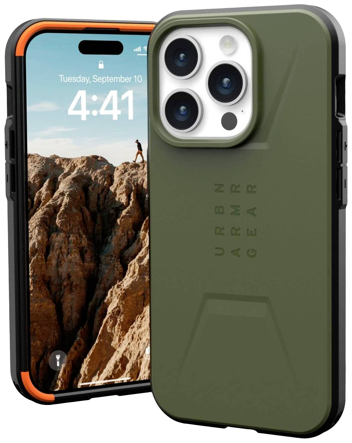 Urban Armor Gear Civilian MagSafe Backcover Apple iPhone 15 Pro Oliv MagSafe kompatibel 114275117272