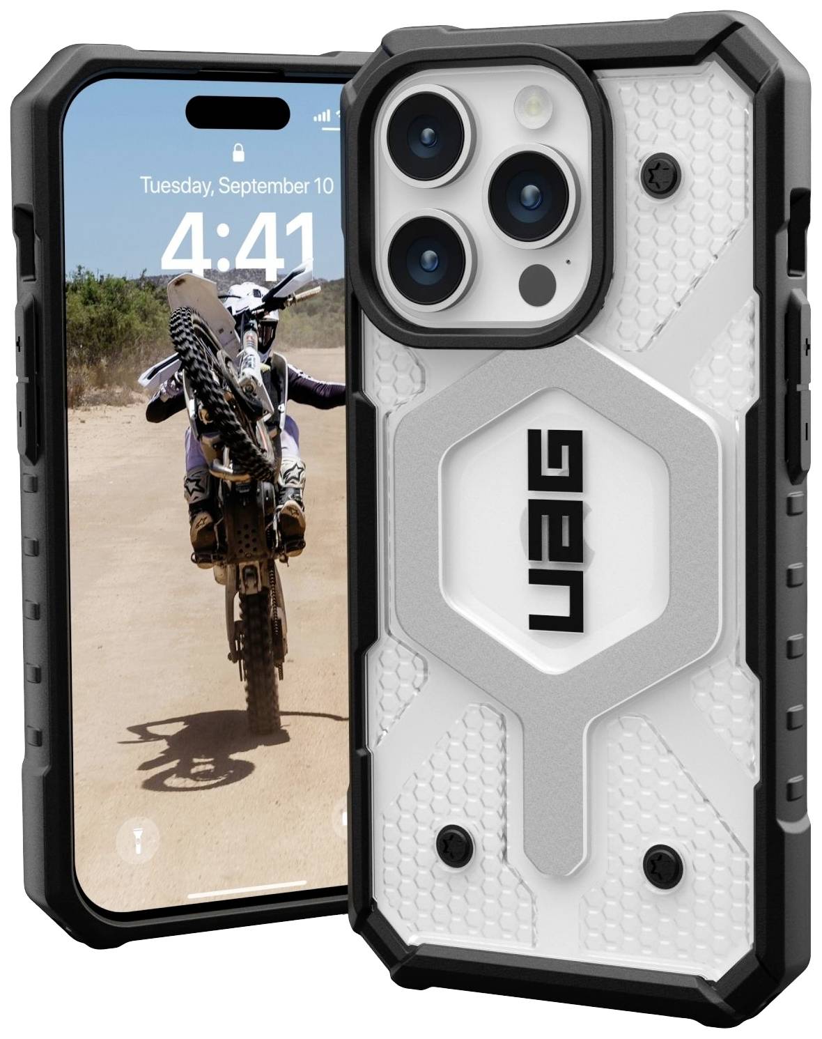 Urban Armor Gear Pathfinder MagSafe Backcover Apple iPhone 15 Pro Ice, Transparent MagSafe kompatibel 114281114343