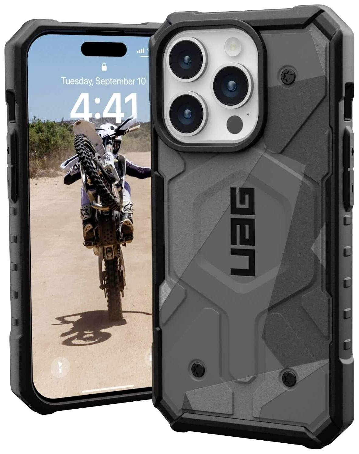 Urban Armor Gear Pathfinder SE MagSafe Backcover Apple iPhone 15 Pro Camouflage Grau MagSafe kompatibel 114283114033