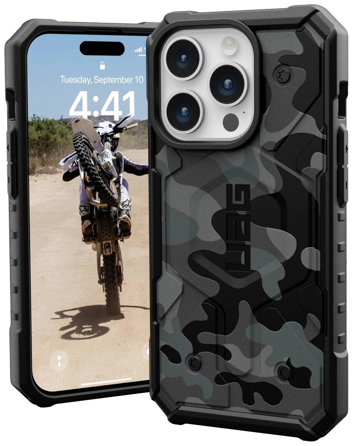Urban Armor Gear Pathfinder SE MagSafe Backcover Apple iPhone 15 Pro Camouflage, Midnight MagSafe kompatibel 114283114061